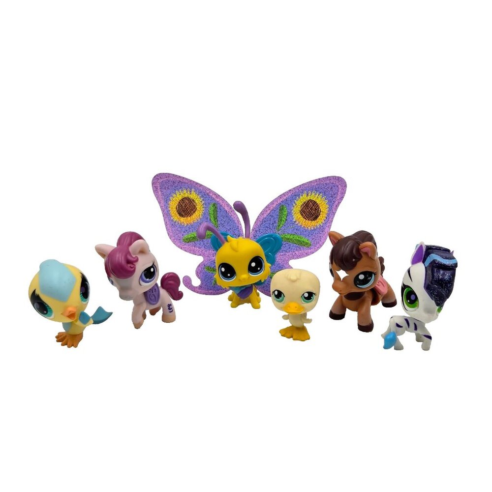 Littlest Pet Shop LPS Lot Of 6 Nintendo Horse Zebra Horse Canary Duck Jake Read